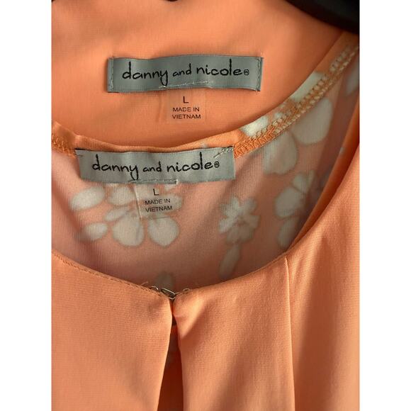 NWT Danny and Nicole Peach Ivory Floral Midi Dress w/ Jacket Women's Size Large - Picture 3 of 6